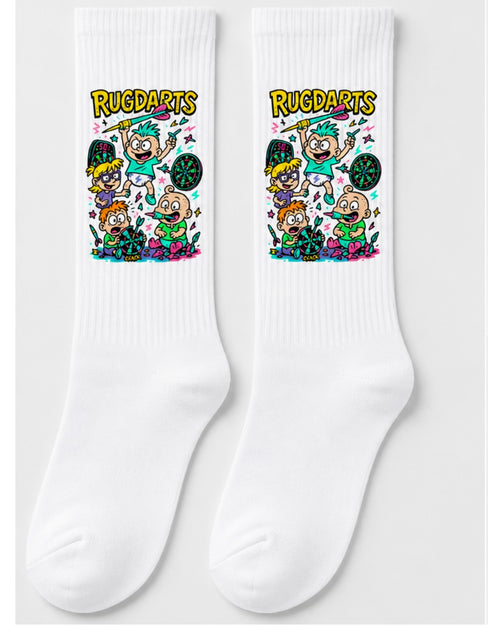 Calcetines blancos de dardos Rugdarts con el diseño de bebés con dardos