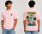 Camiseta de dardos Rugdarts rosa: logo de CIERVAS delante y el diseño de bebés con dardos detrás