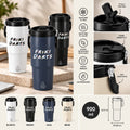 Termo de dardos Friki Darts de 900 ml en blanco, negro, azul marino y beige, con sus características y medidas